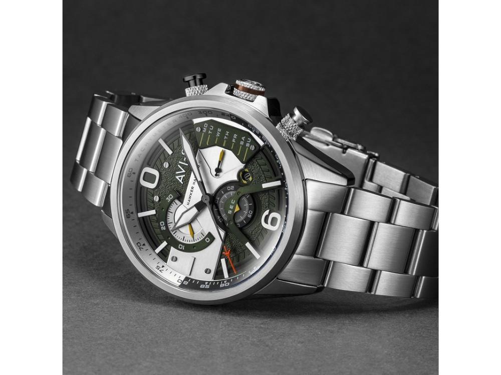 AVI-8 Hawker Harrier Steel Military Green Quartz Watch, 44 mm, AV-4056-11