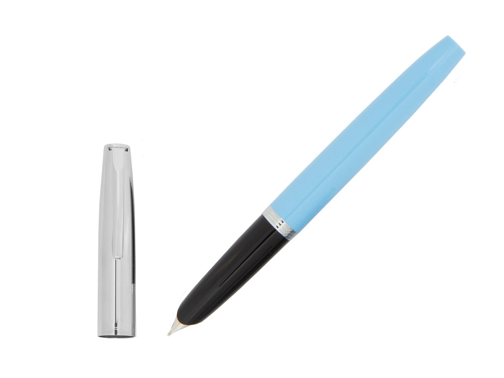 Aurora Duo-Cart Fountain Pen, Light Blue Resin, Chrome, DC57-CAM