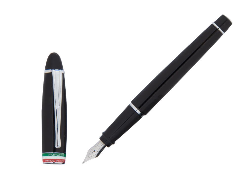 Aurora Ipsilon Italia Fountain Pen, Resin, Black, Silver, B17-N