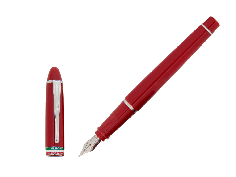 Aurora Ipsilon Italia Fountain Pen, Resin, Red, Chrome Trim, B17-R