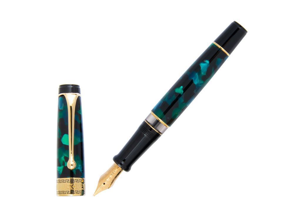 Aurora Optima Fountain Pen, Auroloide, Green, Gold plated, 996V