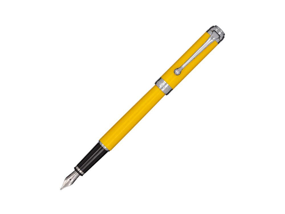 Aurora Talentum Young Fountain Pen, Resin, Chrome Trim, Yellow, D14Y