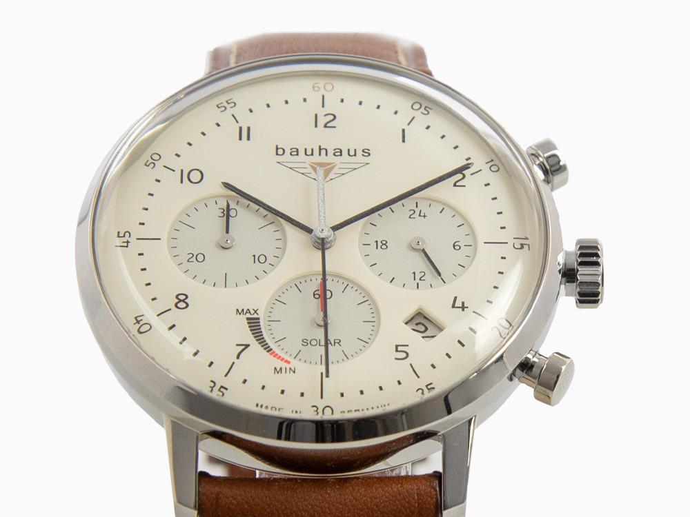 Bauhaus Solar Chronograph Quartz Watch, Beige, 41 mm, Day, 2086-5