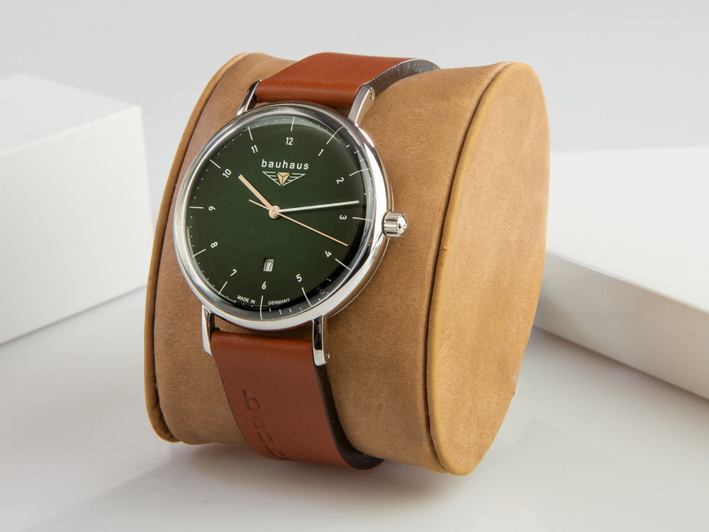 Bauhaus Quartz Watch, Green, 41 mm, Day, 2140-4