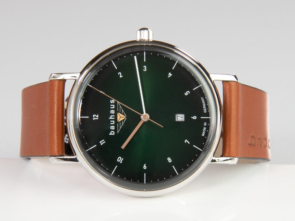 Bauhaus Quartz Watch, Green, 41 mm, Day, 2140-4