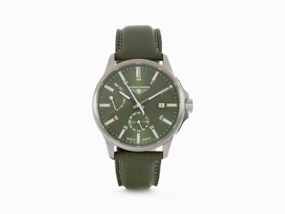 Bauhaus Aviation Automatic Watch, Titanium, Green, 42 mm, Day, 2860-4