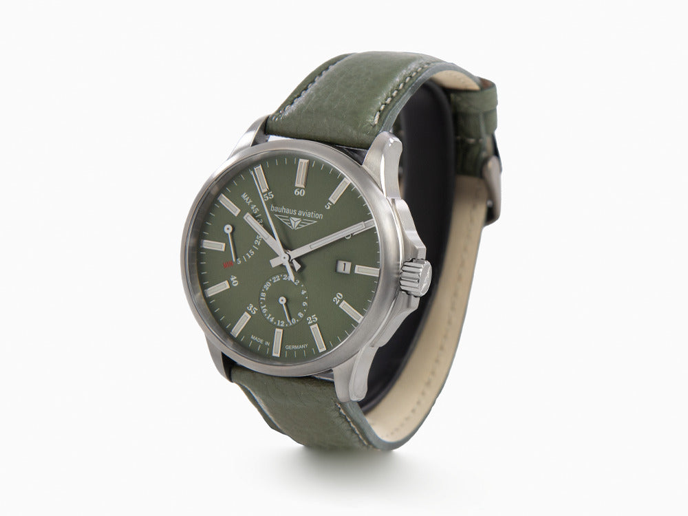 Bauhaus Aviation Automatic Watch, Titanium, Green, 42 mm, Day, 2860-4