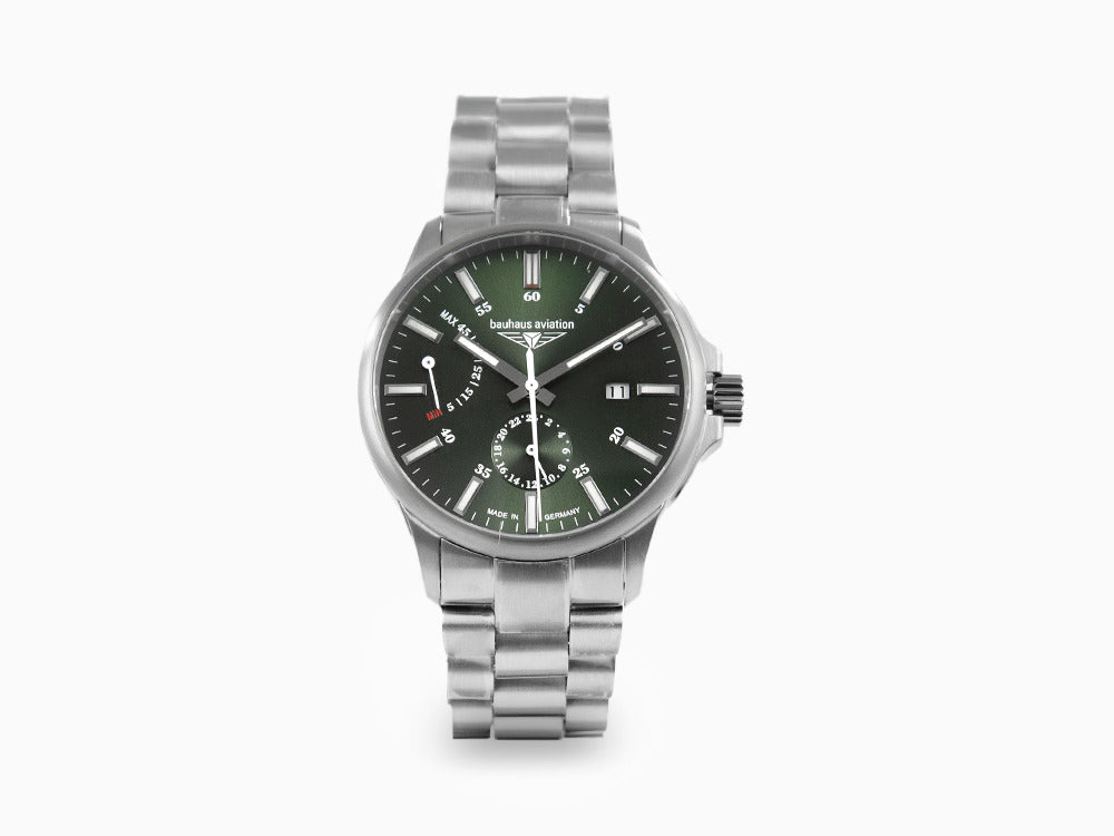 Bauhaus Aviation Automatic Watch, Titanium, Green, 42 mm, Day, 2860M-4