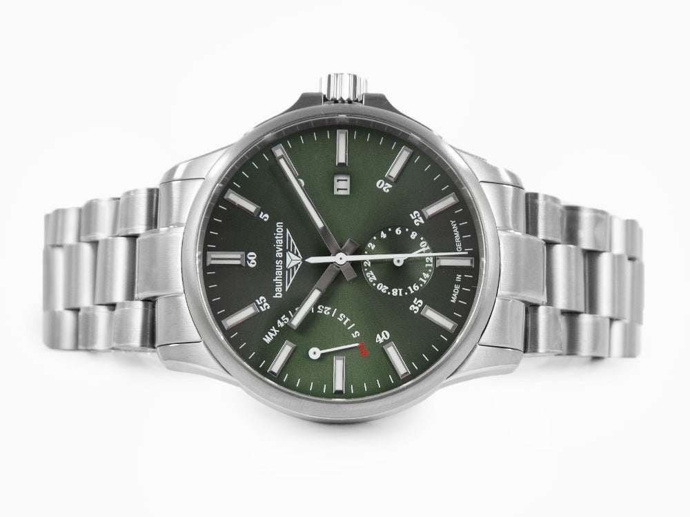 Bauhaus Aviation Automatic Watch, Titanium, Green, 42 mm, Day, 2860M-4