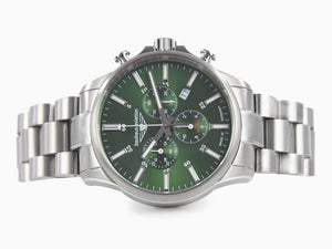 Bauhaus Aviation Quartz Watch, Titanium, Green, 42 mm, Chronograph, Day, 2880M-4
