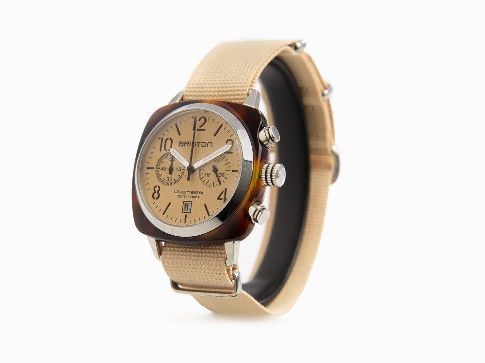 Briston Clubmaster Classic Terracotta Watch, Beige, 40 mm, 20140.SA.T.39.NTV