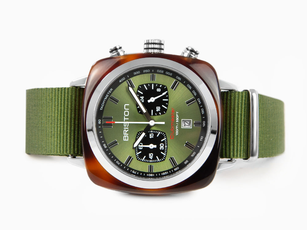 Briston Clubmaster Sport Quartz Watch, Green, 42 mm, 20142.SA.TS.26.NOL