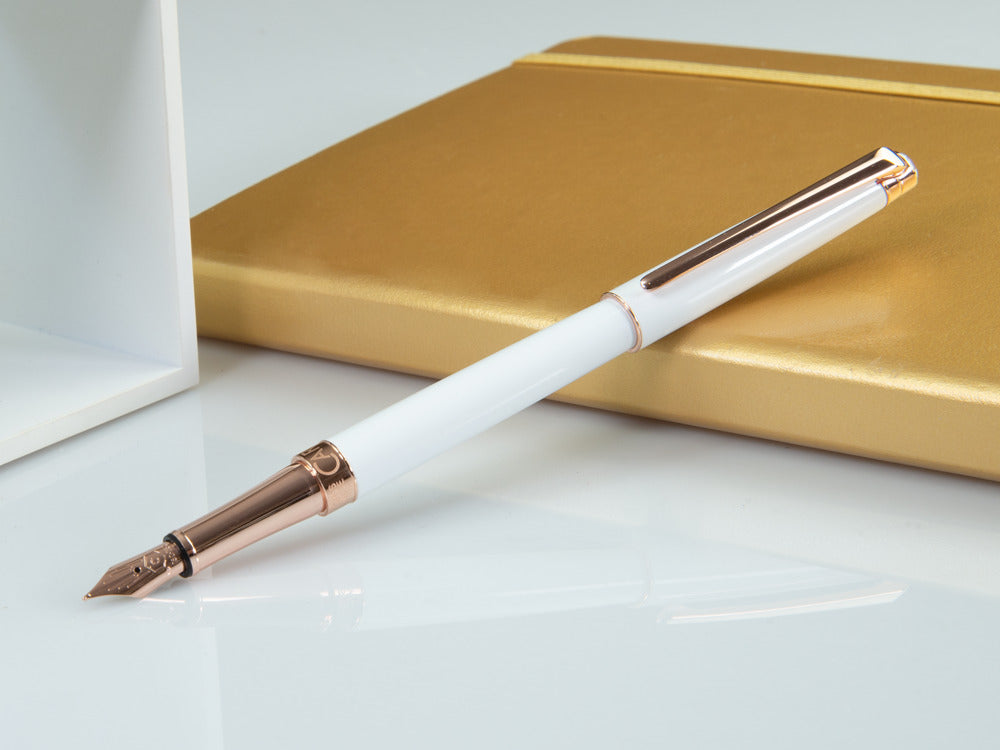 Caran d´Ache Léman Slim White Rosegold Fountain Pen, White, C4791.001