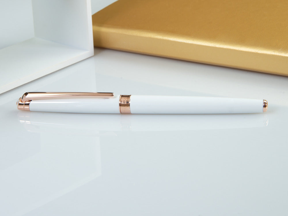 Caran d´Ache Léman Slim White Rosegold Fountain Pen, White, C4791.001