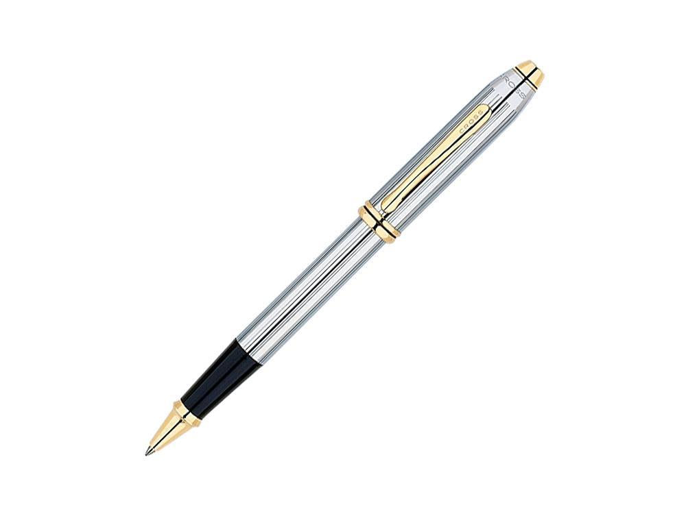 Cross Townsend Medalist Rollerball pen, Chrome, Silver, 23K Gold plated, 0505