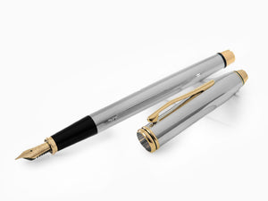 Cross Townsend Fountain Pen, Chrome, Silver, Polished, 23K Gold plated