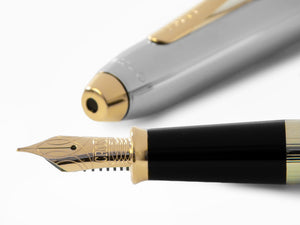 Cross Townsend Fountain Pen, Chrome, Silver, Polished, 23K Gold plated