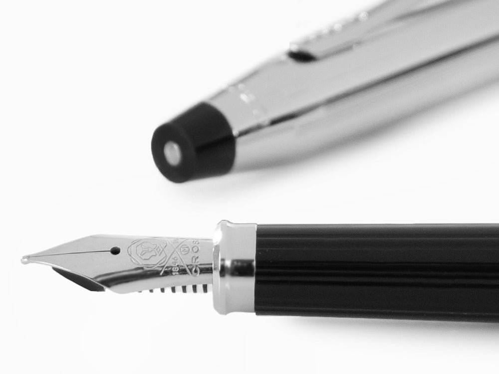 Cross Century II Fountain Pen, Chrome, Silver, Chrome Trim, Ribbed