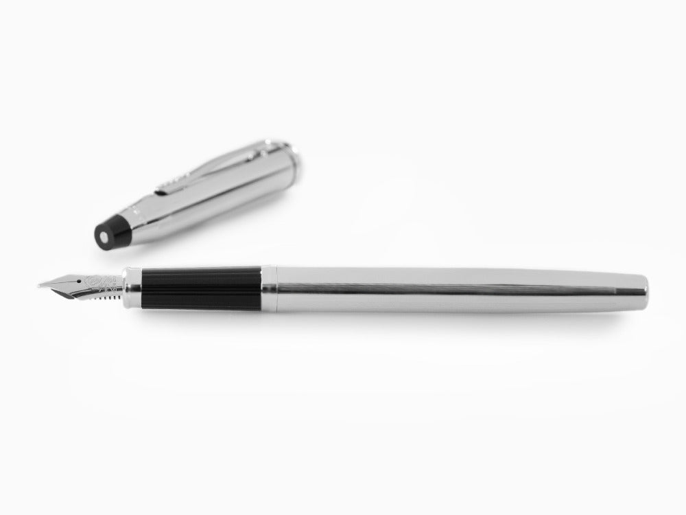 Cross Century II Fountain Pen, Chrome, Silver, Chrome Trim, Ribbed