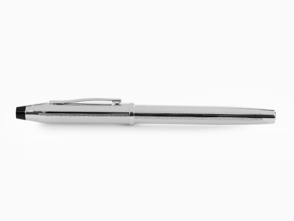 Cross Century II Fountain Pen, Chrome, Silver, Chrome Trim, Ribbed