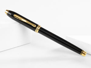 Cross Townsend Fountain Pen, Lacquer, Black, 23K Gold Trim, Polished