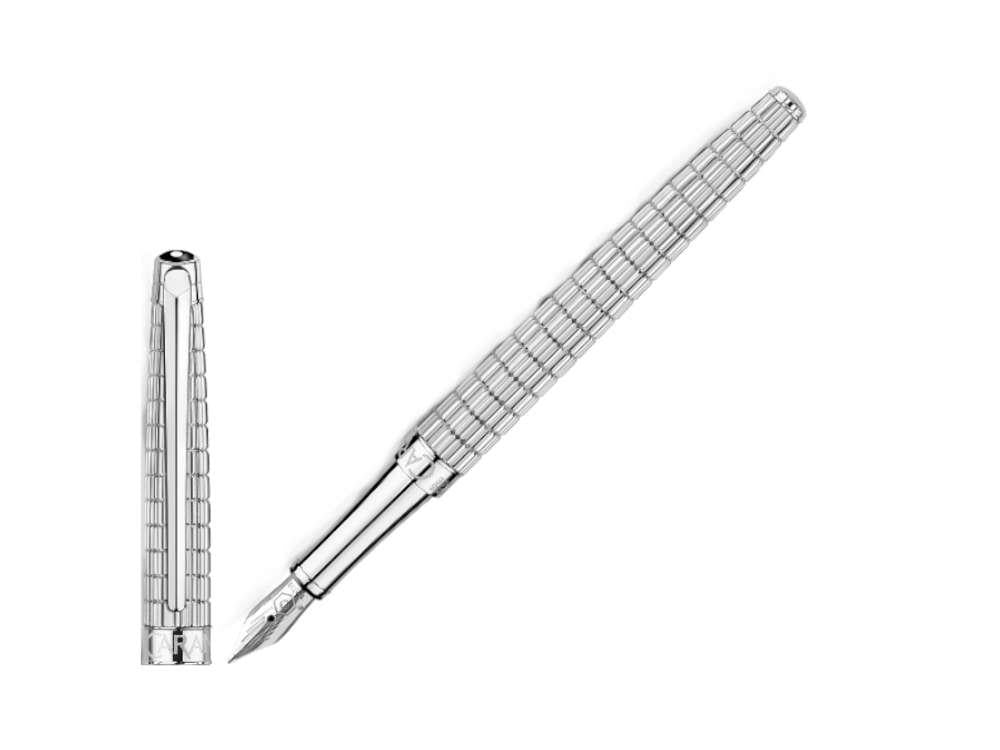 Caran d'Ache Léman Slim Lights Fountain Pen, Rhodium, Silver, 4791.386