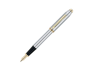 Cross Townsend Fountain Pen, Chrome, Silver, Polished, 23K Gold plated