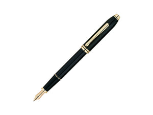 Cross Townsend Fountain Pen, Lacquer, Black, 23K Gold Trim, Polished