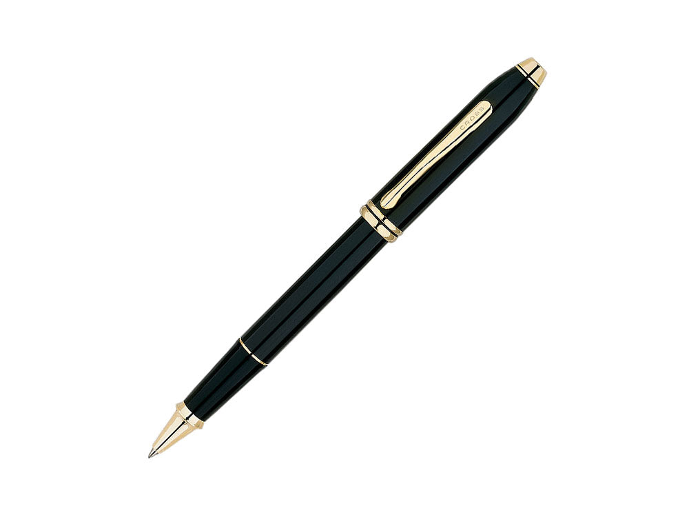 Cross Townsend Rollerball Pen, Lacquer, Black, 23K Gold plated, Polished, 575