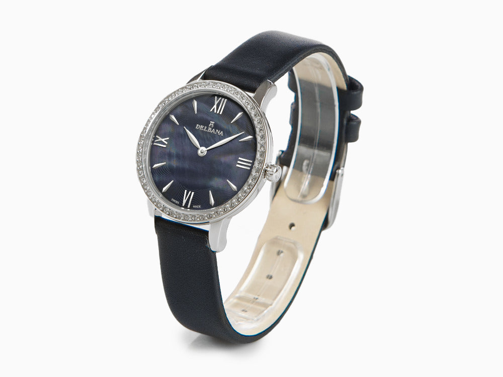 Delbana Dress Antibes Quartz Watch, Blue, 32 mm, Leather strap, 41611.615.1.536