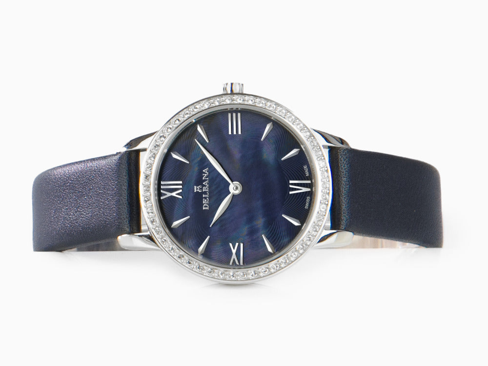 Delbana Dress Antibes Quartz Watch, Blue, 32 mm, Leather strap, 41611.615.1.536