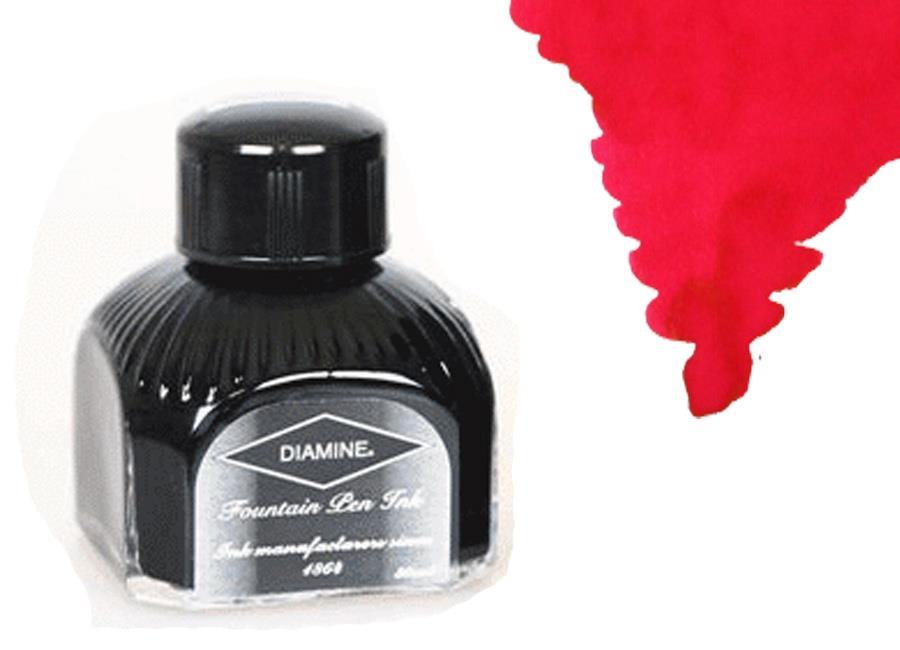 Diamine Ink Bottle, 80ml., Scarlet, Italyan crystal bottle