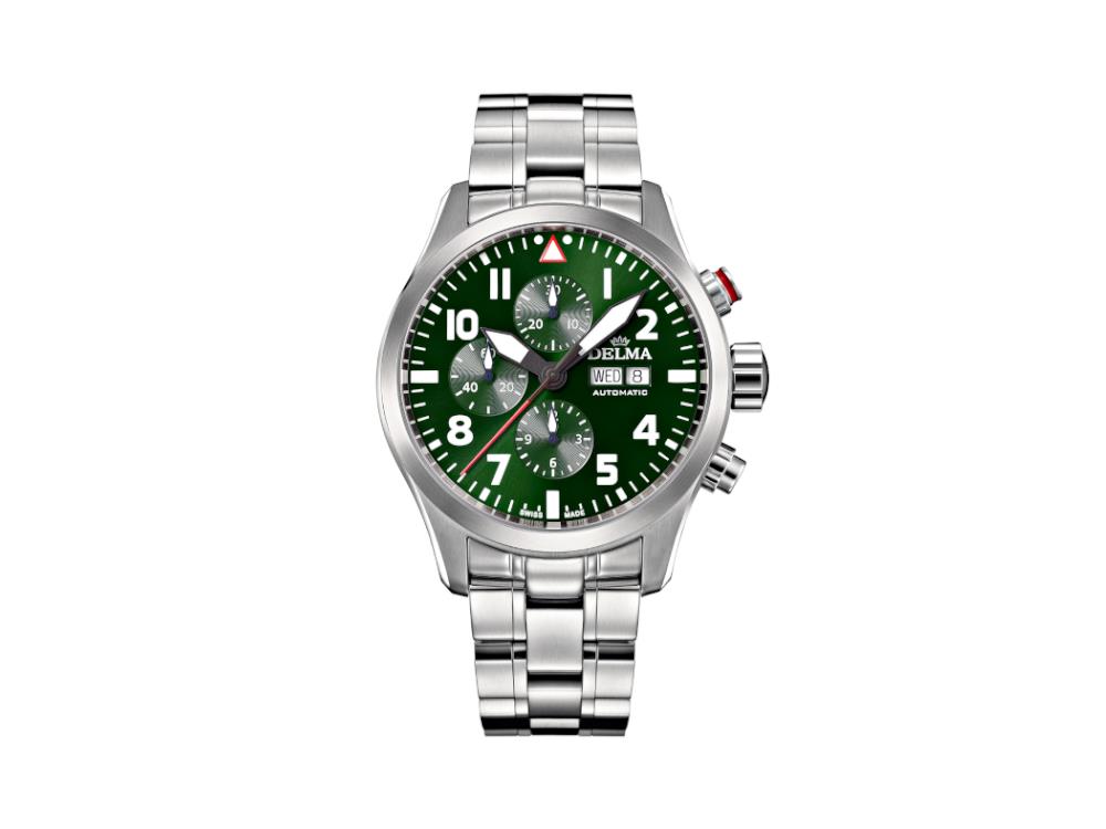 Delma Aero Commander Automatic Watch, Green, 45 mm, Chronograph, 41702.580.6.149