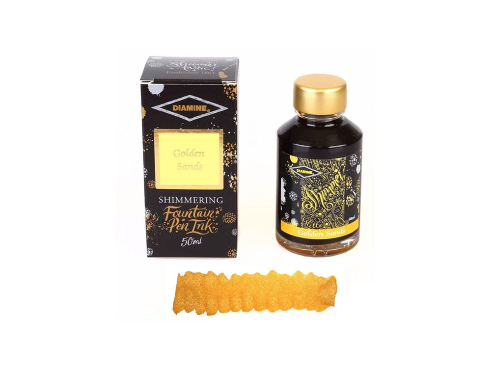 Diamine Shimmering Golden Sands Ink Bottle, 50ml, Crystal