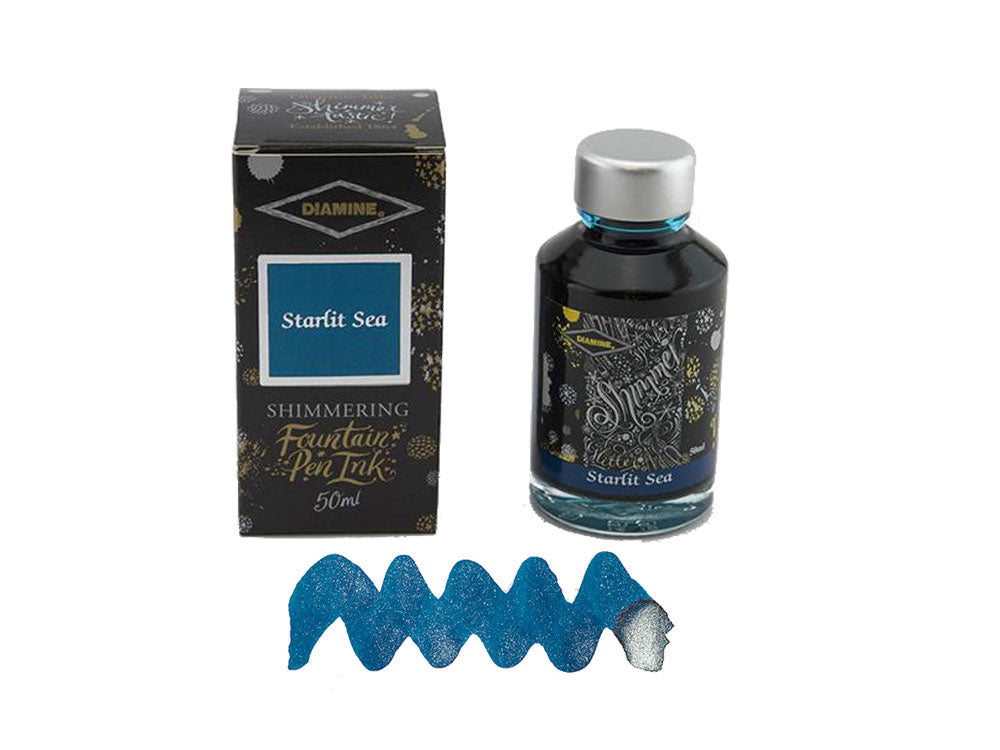 Diamine Shimmering Starlit Sea Ink Bottle, 50ml., Crystal