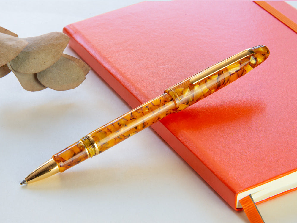 Esterbrook Estie Honeycomb Rollerball pen, Resin, Amber, Gold plated, E427