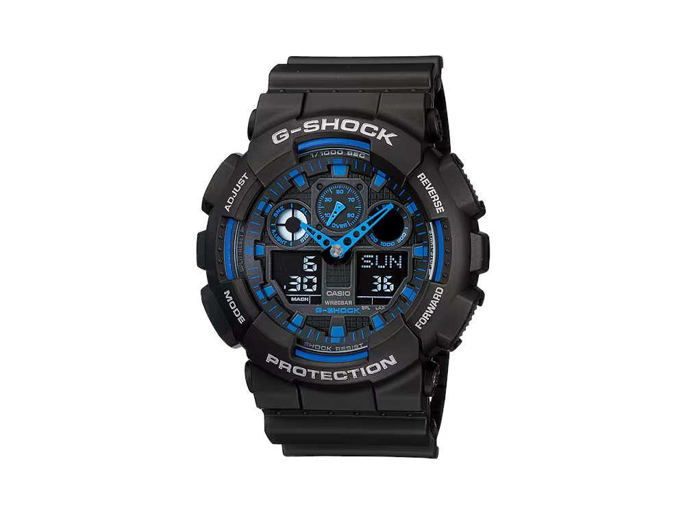 G-SHOCK Casio Classic Quartz Watch, Resin, Black, 55 × 51.2mm, GA-100-1A2ER