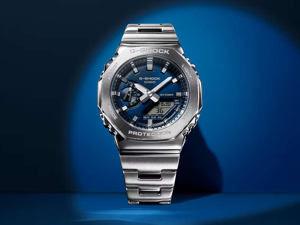 G-SHOCK Casio G-Steel Quartz Watch, Blue, 49.3mm × 44.4mm, GM-2110D-2BER