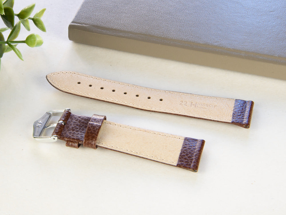 Hirsch Kansas Calfskin Strap, Brown, 22 mm, L (200 mm), 01502010-2-22