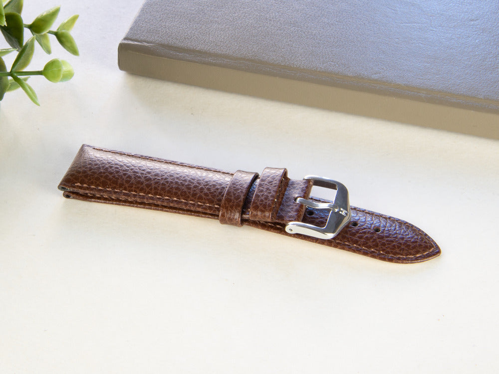 Hirsch Kansas Calfskin Strap, Brown, 22 mm, L (200 mm), 01502010-2-22