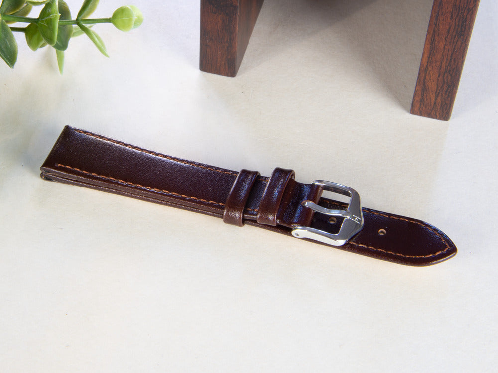 Hirsch Osiris Leather Strap, Brown, 18 mm, L (200 mm), 03475010-2-18