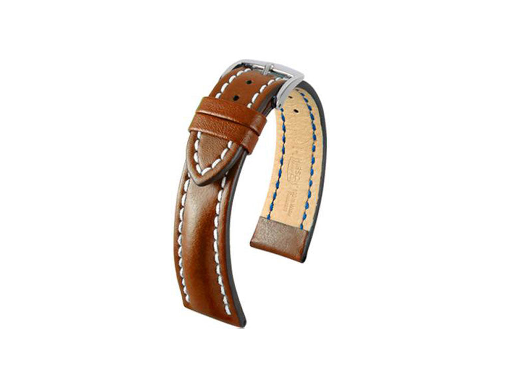 Hirsch Heavy Calf Calfskin Strap, Golden Brown, White, 22 mm, 01475070-2-22