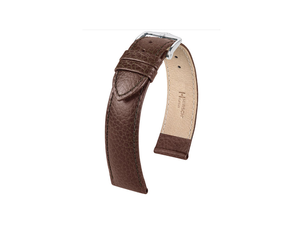 Hirsch Kansas Calfskin Strap, Brown, 22 mm, L (200 mm), 01502010-2-22