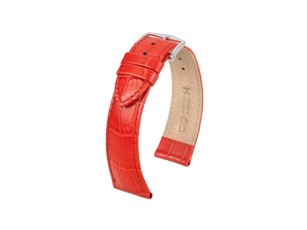 Hirsch Louisianalook Exotic embossed leather Strap, Red, 22 mm, 03427120-2-22