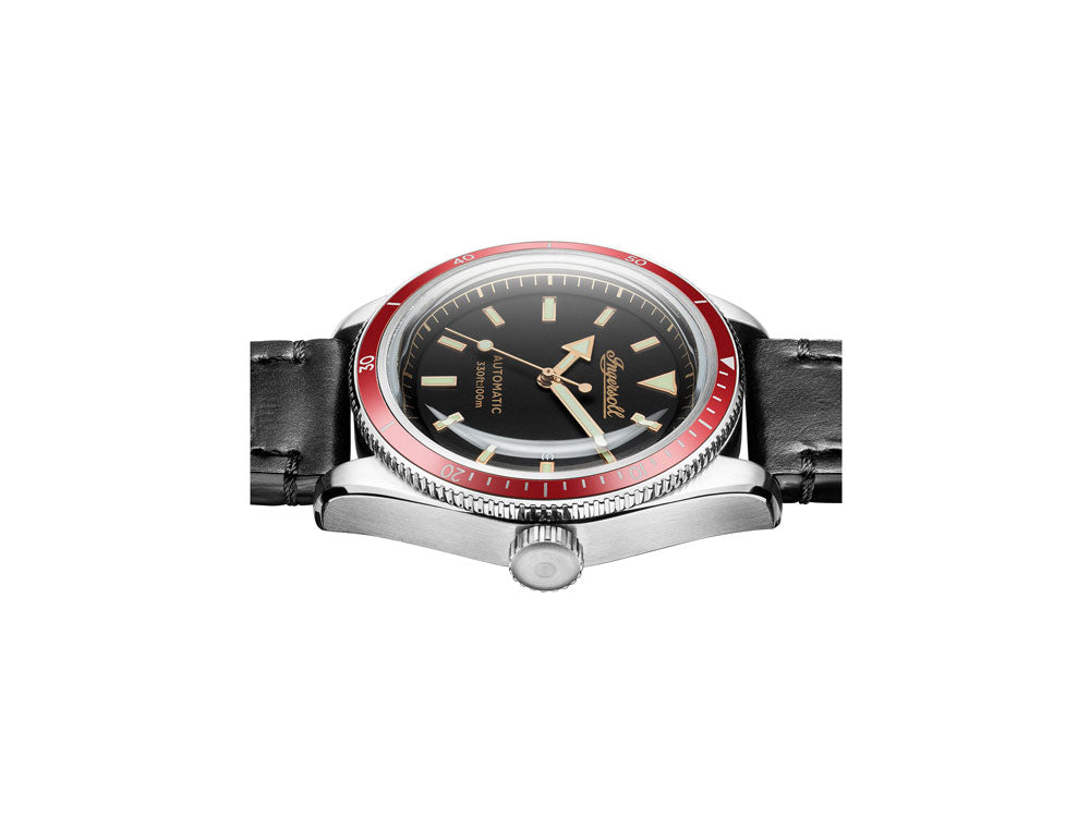 Ingersoll Scovill Automatic Watch, Stainless Steel, Black, Red Bezel, I05003