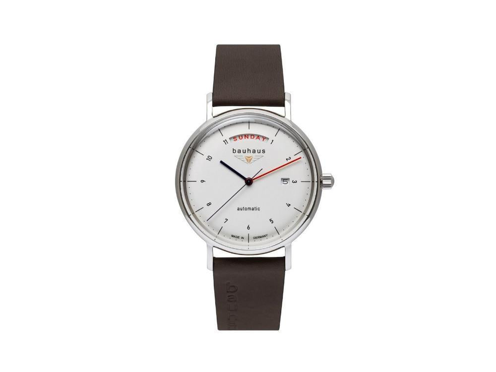 Bauhaus Automatic Watch, White, 41 mm, Day and date, 2162-1