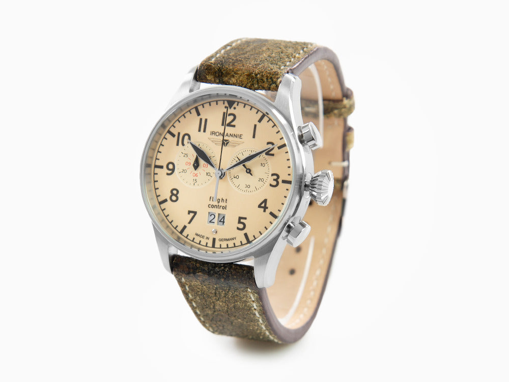 Iron Annie Cockpit Quartz Watch, Beige, 42 mm, Chronograph, Day, 5186-5