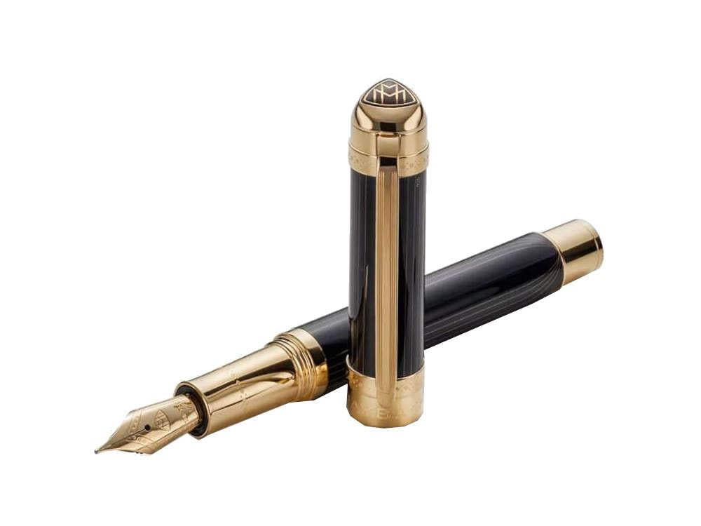 Maybach The Peak I Lustrous Midnight Fountain Pen, Gold plated, Black