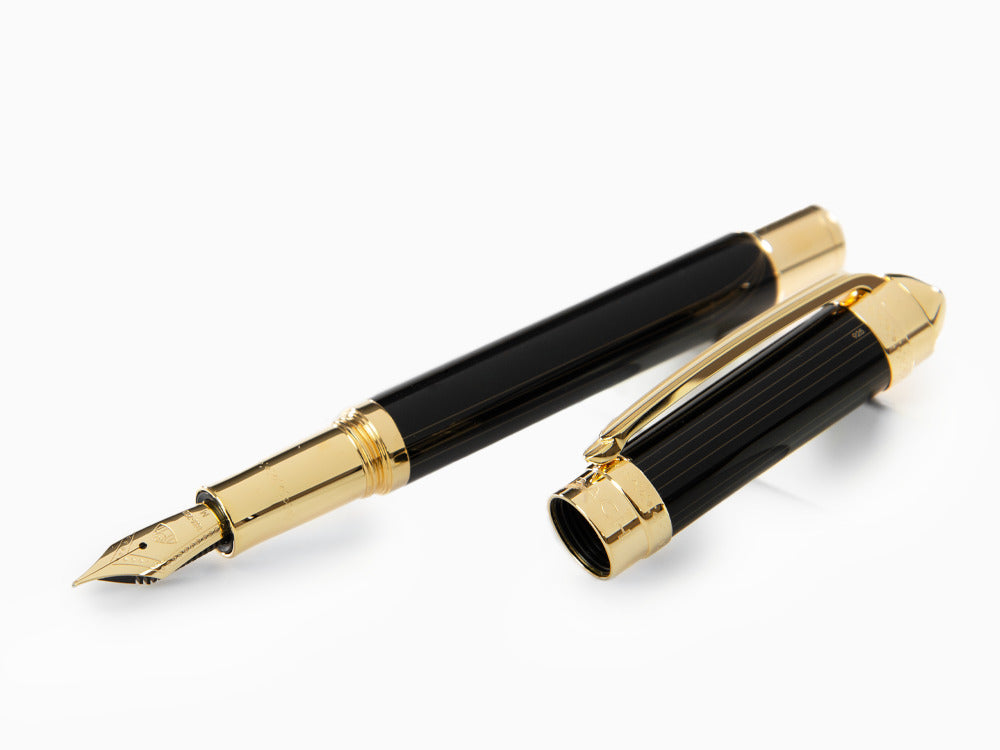 Maybach The Peak I Lustrous Midnight Fountain Pen, Gold plated, Black