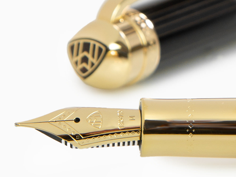 Maybach The Peak I Lustrous Midnight Fountain Pen, Gold plated, Black